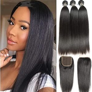 3 Bundles of Indian Bone Straight Super Double Drawn Human Hair Natural Hair Extensions V573