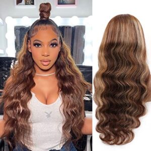 3 Bubbles of Brown Mixed Blonde Body Wave Soft Hair V178