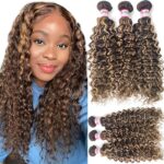 3 Bundles Vietnamese Deep Curly Wave Human Hair 12A Brown Blonde