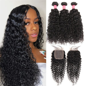 4 Bundles of Cambodian Curly Weave With Closure K250
