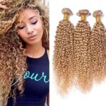 3 Bundles of Honey Blonde Brazilian Curly Hair Kinkys Curly Human Hair CD103