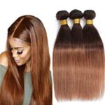 3 Bundles of Brown Straight Human Hair Bundles Ombre Brown Straight Hair CD12N