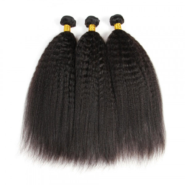 4 Bundles of Kinky Straight Human Hair Wig Bundles With Closure Huamn Hair Bundles Lace Front Wigs For Black Women Human Hair Pre Plucked 100 Unprocessed Hair Extensions Natural Color CD32F - Image 2