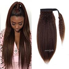3 Bundles of Brown Kinky Straight Human Hair Wig Bundles With Closure Human Hair CD34K