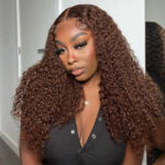 3 Bundles of Reddish Indian Kinky Straight Human Hair Wig Bundles With Closure Huamn Hair CD43D