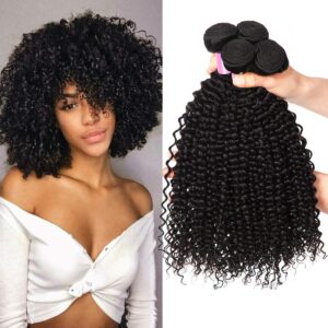 3 Bundles of Hair Bundles Full Head Hair Natural Black Color kinky-curly Hair CD567